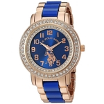 U.S.Polo Assn. Relógio Feminino de quartzo de aço inox feminino com pulseira de cerâmica, azul