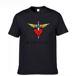 Ficha técnica e caractérísticas do produto T-shirt Unisex Casual Rock Style Bon Jovi Cartas Padrão T-shirt Cotton Pure