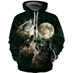 Ficha técnica e caractérísticas do produto Homens Moda hoodies e moletons Summer Store Unisex 3D Vivid uivo do lobo Impresso Moda com capuz Tops Baseball Moletons