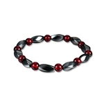 Ficha técnica e caractérísticas do produto Unisex Hematita magnético bracelete frisado preto e vermelho geométricas Beads Pulseira Cadeia presente Gostar