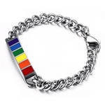 Ficha técnica e caractérísticas do produto Pulseiras Unisex Moda Criativa Rainbow Color Pulseiras Simples Cadeia Lazer Titanium Steel Mão