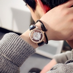 Ficha técnica e caractérísticas do produto Unisex oca-out quartzo assistir Unique Style Dial projeto pulseira de couro relógio