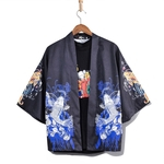 Ficha técnica e caractérísticas do produto Gostar Unisex Retro Janpanese Ukiyoe Estilo Robes chinês estilo solto três quartos camisa de manga Jacket