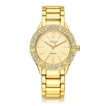 Ficha técnica e caractérísticas do produto Women Watch Rhinestone Bling Crystal Analog Quartz Wristwatch Watch Gold