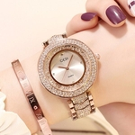 Ficha técnica e caractérísticas do produto Women's watch Fashion diamond-studded steel belt ladies watch Vibrating sound with the same paragraph retro casual quartz watch