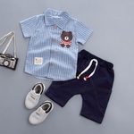 Ficha técnica e caractérísticas do produto Wonderful present especial 2pcs / set Crianças Elegante Urso bonito Pattern calças camisa +