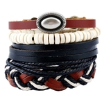 Ficha técnica e caractérísticas do produto Woven PU Vintage Bracelet Hemp Rope Rivet bracelete frisado Vintage Casual